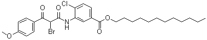 Benzoicacid, 3-[[2-bromo-3-(4-methoxyphenyl)-1,3-dioxopropyl]amino]-4-chloro-, dodecyl ester Structure,70950-46-8Structure