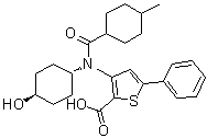 Sodium 3-(n-((1r,4r)-4-hydroxycyclohexyl)-4-methylcyclohexanecarboxamido)-5-phenylthiophene-2-carboxylate Structure,713139-25-4Structure