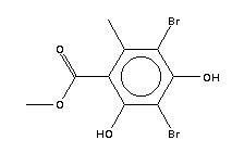 Methyl 3,5-dibromo-2,4-dihydroxy-6-methylbenzoate Structure,715-33-3Structure