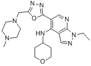 1-乙基-5-[5-[(4-甲基-1-哌嗪)甲基]-1,3,4-噁二唑-2-基]-N-(四氫-2H-吡喃-4-基)-1H-吡唑并[3,4-b]吡啶-4-胺結(jié)構(gòu)式_720703-73-1結(jié)構(gòu)式