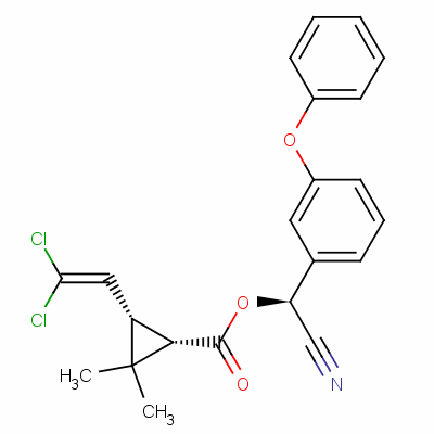 Alpha-氰基-3-苯氧基芐基 [1s-[1alpha(r*),3alpha]]-3-(2,2-二氯乙烯基)-2,2-二甲基環(huán)丙烷羧酸結(jié)構(gòu)式_72204-43-4結(jié)構(gòu)式