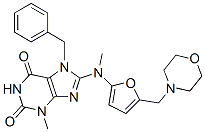 1H-purine-2,6-dione, 3,7-dihydro-3-methyl-8-[methyl[5-(4-morpholinylmethyl)-2-furanyl]amino]-7-(phenylmethyl)- Structure,763043-34-1Structure