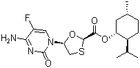 (2R,5S)-5-(4-氨基-5-氟-2-氧代-1(2H)-嘧啶基)-1,3-噁噻烷-2-羧酸, (1R,2S,5R)-5-甲基-2-(1-甲基乙基)環(huán)己酯結(jié)構(gòu)式_764659-72-5結(jié)構(gòu)式