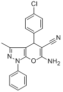 6-Amino-4-(4-chloro-phenyl)-3-methyl-1-phenyl-1,4-dihydro-pyrano[2,3-c]pyrazole-5-carbonitrile Structure,76973-35-8Structure