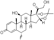 (6A,11b,16a)-6-氟-11,21-二羥基-16,17-[(1-甲基亞乙基)雙(氧基)]-1,4-孕二烯-3,20-二酮結(jié)構(gòu)式_77326-96-6結(jié)構(gòu)式