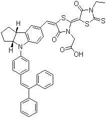 5-[[4-[4-(2,2-二苯基乙烯)苯基]-1,2,3,3a,4,8b-六氫環(huán)戊[b]吲哚-7-基]亞甲基]-2-(3-乙基-4-氧代-2-thi氧代-5-噻唑啉亞基)-4-氧代-3-噻唑烷乙酸結構式_786643-20-7結構式