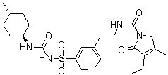 3-乙基-2,5-二氫-4-甲基-N-[2-[3-[[[[(反式-4-甲基環(huán)己基)氨基]羰基]氨基]磺?；鵠苯基]乙基]-2-氧代-1H-吡咯-1-甲酰胺結(jié)構(gòu)式_791104-62-6結(jié)構(gòu)式