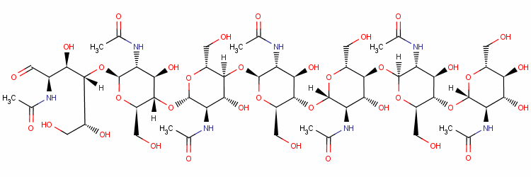 N-[(2S,3R,4R,5S,6R)-5-[(2S,3R,4R,5S,6R)-3-乙酰氨基-5-[(2S,3R,4R,5S,6R)-3-乙酰氨基-5-[(2S,3R,4R,5S,6R)-3-乙酰氨基-4,5-二羥基-6-(羥基甲基)四氫吡喃-2-基]氧基-4-羥基-6-(羥基甲基)四氫吡喃-2-基]氧基-4-羥基-結構式_79127-58-5結構式