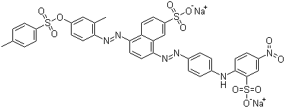 5(or 8)-[[3-甲基-4-[[(4-甲基苯基) 磺?；鵠氧基]苯基]氮雜]-8(or 5)-[[4-[(4-硝基-2-硫苯基)氨基]苯基]氮雜]-2-萘磺酸結(jié)構(gòu)式_8003-88-1結(jié)構(gòu)式