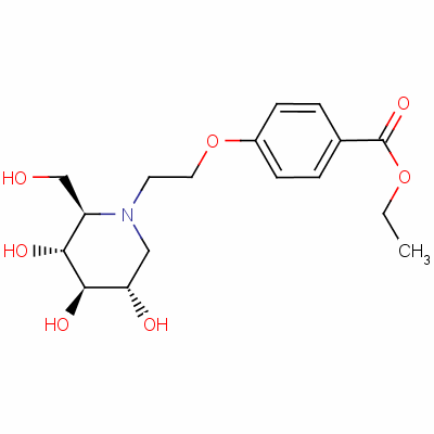 1,5-Dideoxy-1,5-[[2-[4-(ethoxycarbonyl)phenoxy]ethyl]imino]-d-glucitol Structure,80879-63-6Structure