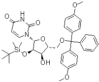 1-((2R,3r,4r,5r)-5-((bis(4-methoxyphenyl)(phenyl)methoxy)methyl)-3-((tert-butyldimethylsilyl)oxy)-4-hydroxytetrahydrofuran-2-yl)pyrimidine-2,4(1h,3h)-dione Structure,81246-80-2Structure