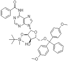 N-(9-((2r,3r,4r,5r)-5-((bis(4-methoxyphenyl)(phenyl)methoxy)methyl)-3-((tert-butyldimethylsilyl)oxy)-4-hydroxytetrahydrofuran-2-yl)-9h-purin-6-yl)benzamide Structure,81265-93-2Structure