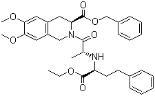 (S)-2-[(S)-2-((S)-1-乙氧羰基-3-苯基丙基氨基)丙酰基]-6,7-二甲氧基-1,2,3,4-四氫異喹啉-3-甲酸芐酯結(jié)構(gòu)式_82637-57-8結(jié)構(gòu)式