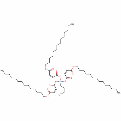 十四烷基(2Z)-6-丁基-4,8,11-三氧代-6-{[(2Z)-4-氧代-4-(十四烷氧基)-2-丁烯酰]氧基}-5,7,12-三氧雜-6-錫雜二十六-2,9-二烯-1-酸酯結(jié)構(gòu)式_84029-75-4結(jié)構(gòu)式