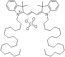 1-二十烷基-2-[(E)-3-(1-二十烷基-3,3-二甲基-1,3-二氫-2H-吲哚-2-亞基)-1-丙烯基]-3,3-二甲基-3H-吲哚高氯酸鹽結(jié)構(gòu)式_84109-13-7結(jié)構(gòu)式