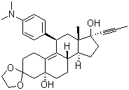 Estr-9-en-3-one, 11-[4-(dimethylamino)phenyl]-5,17-dihydroxy-17-(1-propynyl)-, cyclic 1,2-ethanediyl acetal, (5a,11b,17b)- Structure,84371-64-2Structure