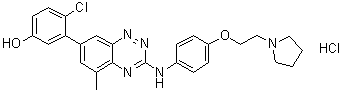 4-氯-3-[5-甲基-3-[[4-[2-(1-吡咯烷)乙氧基]苯基]氨基]-1,2,4-苯并噻嗪-7-基]苯酚鹽酸鹽結(jié)構(gòu)式_867331-64-4結(jié)構(gòu)式