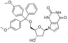 7-{5-O-[二(4-甲氧基苯基)(苯基)甲基]-2-脫氧-beta-D-蘇式-呋喃戊糖基}-1H-吡咯并[2,3-d]嘧啶-2,4(3H,7H)-二酮結(jié)構(gòu)式_869355-16-8結(jié)構(gòu)式