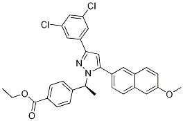 (S)-4-(1-(3-(3,5-二氯苯基)-5-(6-甲氧基萘-2-基)-1H-吡唑-1-基)乙基)苯甲酸乙酯結(jié)構(gòu)式_870823-10-2結(jié)構(gòu)式