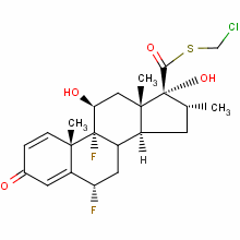 S-(氯甲基)(6alpha,11alpha,16alpha,17alpha)-6,9-二氟-11,17-二羥基-16-甲基-3-氧代雄甾-1,4-二烯-17-硫代甲酸酯結(jié)構(gòu)式_87556-66-9結(jié)構(gòu)式