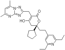 (R)-6-cyclopentyl-6-[2-(2,6-diethylpyridin-4-yl)ethyl]-3-[(5,7-dimethyl-[1,2,4]triazolo[1,5-a]pyrimidin-2-yl)methyl]-4-hydroxy-5,6-dihydro-2h-pyran-2-one Structure,877130-28-4Structure