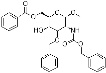 Methyl 2-deoxy-2-[[(phenylmethoxy)carbonyl]amino]-3-o-(phenylmethyl)-alpha-d-glucopyranoside 6-benzoate Structure,87907-36-6Structure