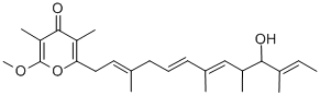 2-[(2E,5E,7E,11E)-10-羥基-3,7,9,11-四甲基-2,5,7,11-十三碳四烯-1-基]-6-甲氧基-3,5-二甲基-4H-吡喃-4-酮結構式_88378-59-0結構式