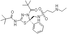 (-)-N-[4-(2,2-二甲基丙?；?-5-[[2-(乙基氨基)乙烷磺酰胺]甲基]-5-苯基-4,5-二氫-1,3,4-噻二唑-2-基]-2,2-二甲基丙酰胺結(jié)構(gòu)式_910634-41-2結(jié)構(gòu)式