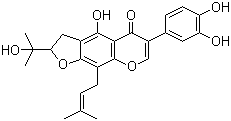 6-(3,4-二羥基苯基)-2,3-二氫-4-羥基-2-(1-羥基-1-甲基乙基)-9-(3-甲基-2-丁烯-1-基)-5H-呋喃并[3,2-G][1]苯并吡喃-5-酮結(jié)構(gòu)式_911004-72-3結(jié)構(gòu)式