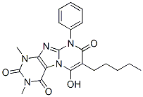 Pyrimido[2,1-f]purine-2,4,8(1h,3h,9h)-trione, 6-hydroxy-1,3-dimethyl-7-pentyl-9-phenyl- Structure,91284-92-3Structure