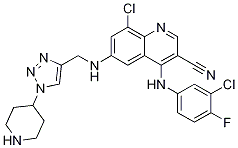 8-氯-4-[(3-氯-4-氟苯基)氨基]-6-[[[1-(4-哌啶基)-1H-1,2,3-噻唑-4-基]甲基]氨基]-3-喹啉甲腈結(jié)構(gòu)式_915367-68-9結(jié)構(gòu)式