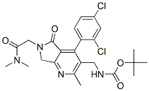 [4-(2,4-二氯苯基)-6-二甲基氨基甲酰甲基-2-甲基-5-氧代-6,7-二氫-5H-吡咯并[3,4-b]吡啶-3-基甲基]氨基甲酸叔丁酯結(jié)構(gòu)式_915731-88-3結(jié)構(gòu)式