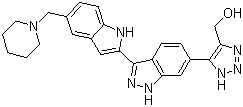 (5-(3-(5-(Piperidin-1-ylmethyl)-1h-indol-2-yl)-1h-indazol-6-yl)-1h-1,2,3-triazol-4-yl)methanol Structure,916767-35-6Structure