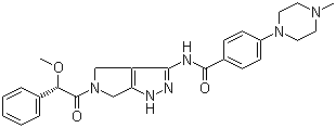 4-(4-甲基-1-哌嗪)-n-[1,4,5,6-四氫-5-[(2s)-2-甲氧基-2-苯基乙?；鵠吡咯并[3,4-c]吡唑-3-基]苯甲酰胺結(jié)構(gòu)式_916995-51-2結(jié)構(gòu)式