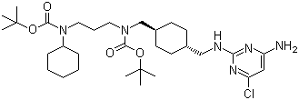 N-[[trans-4-[[(4-amino-6-chloro-2-pyrimidinyl)amino]methyl]cyclohexyl]methyl]-n-[3-[cyclohexyl[(1,1-dimethylethoxy)carbonyl]amino]propyl]carbamic acid 1,1-dimethylethyl ester Structure,917022-13-0Structure