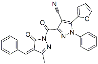 1H-pyrazole-4-carbonitrile, 3-[[4,5-dihydro-3-methyl-5-oxo-4-(phenylmethylene)-1h-pyrazol-1-yl]carbonyl]-5-(2-furanyl)-1-phenyl- Structure,933065-60-2Structure