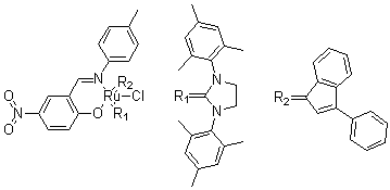 1,3-Bis(mesityl)-2-imidazolidinylidene]-[2-[[(4-methylphenyl)imino]methyl]-4-nitro-phenolyl]-[3-phenyl-indenyliden]rutheniumchloride Structure,934538-04-2Structure