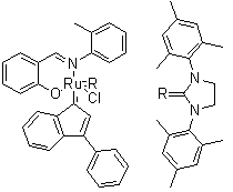 氯(1,3-二均三甲苯基-2-咪唑烷基亞基)(2-{(E)-[(2-甲基苯基)亞氨基]甲基}苯酚-kappaO)(3-苯基-1H-茚-1-亞基)釕結(jié)構(gòu)式_934538-12-2結(jié)構(gòu)式