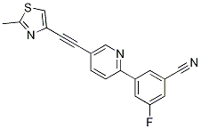 3-氟-5-(5-((2-甲基噻唑-4-基)乙炔)吡啶-2-基)苯甲腈結(jié)構(gòu)式_935685-90-8結(jié)構(gòu)式