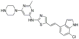 (E)-5-(2-(7-氯-1H-吲哚-4-基)乙烯基)-N-(2-甲基-6-(哌嗪-1-基)嘧啶-4-基)噻唑-2-胺結(jié)構(gòu)式_936845-71-5結(jié)構(gòu)式