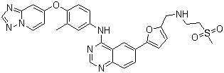 N-(4-([1,2,4]噻唑并[1,5-a]吡啶-7-基氧基)-3-甲基苯基)-6-(5-(((2-(甲基磺?；?乙基)氨基)甲基)呋喃-2-基)喹唑啉-4-胺結(jié)構(gòu)式_937265-83-3結(jié)構(gòu)式