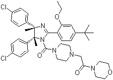 Rel-2-[4-[[(4r,5s)-4,5-雙(4-氯苯基)-2-[4-(1,1-二甲基乙基)-2-乙氧基苯基]-4,5-二氫-4,5-二甲基-1H-咪唑-1-基]羰基]-1-哌嗪]-1-(4-嗎啉)乙酮結構式_939983-14-9結構式