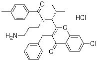 (R)-n-(3-氨基丙基)-n-(1-(3-芐基-7-氯-4-氧代-4H-色烯-2-基)-2-甲基丙基)-4-甲基苯甲酰胺鹽酸鹽結(jié)構(gòu)式_940929-33-9結(jié)構(gòu)式