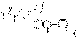 3-(4-(4-(2-(3-((Dimethylamino)methyl)phenyl)-1H-pyrrolo[2,3-b]pyridin-4-yl)-1-ethyl-1H-pyrazol-3-yl)phenyl)-1,1-dimethylurea Structure,942918-07-2Structure