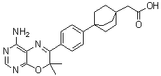 4-[4-(4-氨基-7,7-二甲基-7H-嘧啶并[4,5-b][1,4]噁唑-6-基)苯基]雙環(huán)[2.2.2]辛烷-1-乙酸結(jié)構(gòu)式_942999-61-3結(jié)構(gòu)式