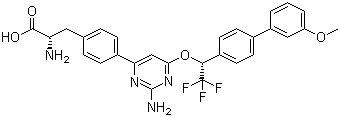 (S)-2-氨基-3-(4-(2-氨基-6-((R)-2,2,2-三氟-1-(3-甲氧基-[1,1-聯(lián)苯]-4-基)乙氧基)嘧啶-4-基)苯基)丙酸結(jié)構(gòu)式_945976-76-1結(jié)構(gòu)式