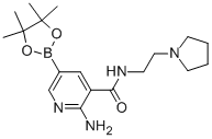 2-氨基-5-(4,4,5,5-四甲基-1,3,2-二噁硼烷-2-基)-n-[2-(吡咯烷-1-基)乙基]吡啶-3-羧酰胺結(jié)構(gòu)式_947249-43-6結(jié)構(gòu)式