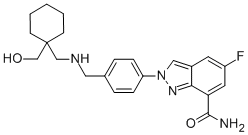 2H-Indazole-7-carboxamide, 5-fluoro-2-[4-[[[[1-(hydroxymethyl)cyclohexyl]methyl]amino]methyl]phenyl]- Structure,952475-69-3Structure