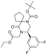 (R)-8-(3,5-二氟苯基)-9-(2-乙氧基-2-氧代乙基)-10-氧代-6,9-二氮雜螺[4.5]癸烷-6-羧酸叔丁酯結(jié)構(gòu)式_957122-11-1結(jié)構(gòu)式