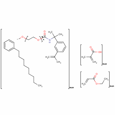 聚[丙烯酸乙酯-co-甲基丙烯酸-co-3-(1-異氰酸-1-甲基乙基)-α-甲基苯乙烯]結(jié)構(gòu)式_96828-31-8結(jié)構(gòu)式